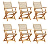Garden Chairs Outdoor Dining Chair Solid Wood Acacia and Poly Rattan vidaXL