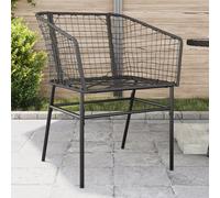 Garden Chairs Set 2 Black PE Rattan Powder-Coated Steel 62x63x83 cm w/ Armrests