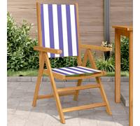 Garden chairs set 2pcs Blue White Polyester Fabric Solid Acacia 57x70x109cm Fold