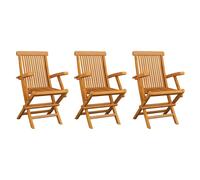 Garden Chairs Set 2pcs Solid Teak Wood Foldable 55x60x89cm Sanded Armrests Patio