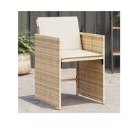 Garden chairs Set 4pc Beige PE rattan with Cream Cushions High-Back 50.5x54x79cm