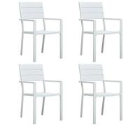 Garden Chairs Set 4pc White HDPE Wood-Look with Steel Frame 62x55.5x88.5cm Patio