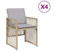 Garden Chair Mix Beige PE Rattan 50.5x54x79cm Powder-Coated Steel Foldable Seat