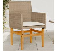 Garden Chairs With Cushions 2 Pcs Beige Poly Rattan&solid Wood