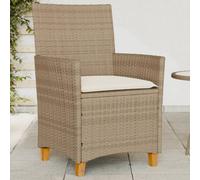 Garden Chairs With Cushions 2 Pcs Beige Poly Rattan&solid Wood