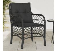 Garden Chairs With Cushions 2 Pcs Black Poly Rattan