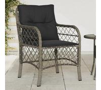 Garden Chairs With Cushions 2 Pcs Grey Poly Rattan