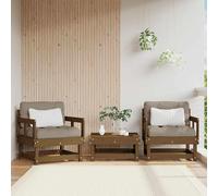 Garden Chairs with Cushions 2 pcs Honey Brown Solid Wood Pine