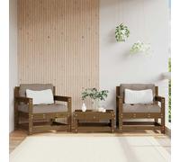vidaXL Garden Chairs Armchairs with Cushions 2 pcs Honey Brown Solid Wood Pine