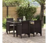 Garden Chairs with Cushions 4 pcs Brown Poly Rattan Berkfield Home Brown One Size