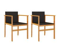 (black, without pillow) vidaXL Garden Chairs with Cushions Outdoor Chair Poly Rattan and Solid Wood