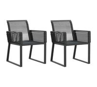 vidaXL Garden Chairs Outdoor Chair Patio Dining Chair 2 pcs Black Poly Rattan