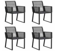 Garden Chairs with Cushions Outdoor Dining Chair Black Poly Rattan vidaXL