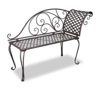 Garden Chaise Lounge Antique Brown Iron Scroll Pattern 128x46x88cm Ergonomic Sun