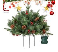 Garden Christmas Decoration Set with Ground Spike, Mushroom-like Tree Shape, Easy Assembly, 40 x 68 cm, for Festive Outdoor Decoration, for the Entrance Area and as a Seasonal Eye-Catcher in the