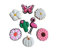 Garden Clog Charms Gardening Shoe Clip Sun Soil Spade Plants Flower Insects Butterfly Bee Watering Can Nature Green Thumb Floral Accessories Spring (8 Pack Pink)
