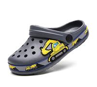 Garden Clogs Shoes Sandals Cute Cartoon Summer Animal Home Room Lightweight Slip On Sandals Shower Slides Non-Slip Shoes Sport Kids Child Children Baby Boys Girls Toddler/Little Kid Excavator Grey 25