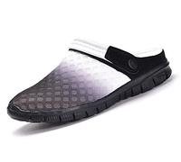 Garden Clogs Summer Slippers Yard Mule Slip Resistant Beach Sandals Unisex Adults' Casual Sports Shoes,Black White,UK12