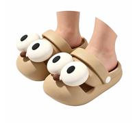 Garden Clogs- Water Beach Shoes Whimsical Kids Indoor Sandal for Tremendous Adorable Cartoon Eyes Breathable Soft Sole Summer for Toddlers and Girls Basic Khaki
