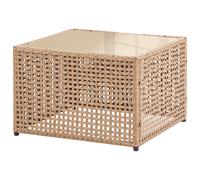 Beliani Garden Coffee Table Omegana 66 Cm 66 Cm Pe Rattan Beige