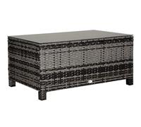 Garden Coffee Table PE Rattan Mixed Grey 85x50cm Tempered Glass Top Large 39cmht