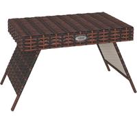 Outsunny Foldable Outdoor Coffee Table, Steel Frame Rattan Side Table, Brown, Brown
