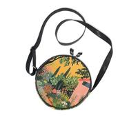 Garden Colorful Flowers Art Round West Crossbody Purse Women Beauty with Adjustable Strap Mini Shoulder Bag Go shopping Canvas Messenger Purse