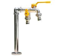 Garden Column Faucet, Frost Resistant Freestanding Hose Stand with Faucet, Vertical Outdoor Tap Fountain for Patio and Lawn Watering with Double Outlet (Silver 32CM/13IN)
