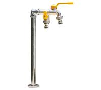 Garden Column Faucet, Frost Resistant Freestanding Hose Stand with Faucet, Vertical Outdoor Tap Fountain for Patio and Lawn Watering with Double Outlet (Silver 42CM/17IN)