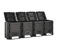 vidaXL Garden Composter Black 1600 L Recycled Composting Bin Compost Converter