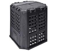 Garden Composter Black Plastic 68.9 x 68.9 x 83.9 cm 360 L Volume with Lid and Flap for Garden Waste and Kitchen Waste Accelerates Composting and Humus Formation