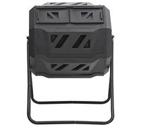 Garden Composter Black Plastic 73 x 64 x 95 cm 160 L with Two Chambers and 360 Degree Rotation Function for Efficient Ventilation and Quick Composting of Organic Waste and Garden Waste