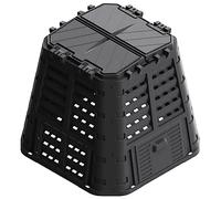 Garden Composter Black Plastic 93.3 x 93.3 x 80 cm 480 L Volume with Lid Flap and Ventilation for Organic Waste Kitchen Waste Garden Waste for Humus and Mulch Generation