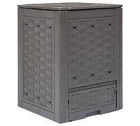 Garden Composter Brown 300L Plastic Rattan 60x60x83 cm UV Weatherproof SplitLid