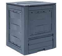 Garden Composter Grey Plastic 60 x 60 x 83 cm 260 L Compost Container with Ventilation, Split Lid for Garden Waste, Lawn Cuttings, Leaves and Organic Waste for Optimal Composting