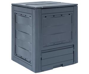 Garden Composter Grey Plastic 60x60x73 cm 260L UV Weather Resistant Bin with Lid