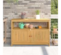 Garden Console Table with Storage Light Acacia 110 x 35 x 75 cm