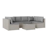 Garden Corner Rattan Seating Set 7pc Grey PE Rattan Steel 68cm Modular Cushions