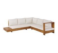 Beliani Garden Corner Sofa 5 Seater Marettimo Certified Acacia Wood Off-White Left Hand