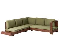 Beliani Garden Corner Sofa 5 Seater Marettimo Certified Acacia Wood Green Left Hand