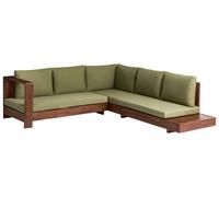 Beliani Garden Corner Sofa 5 Seater Marettimo Certified Acacia Wood Green Right Hand