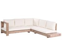 Beliani Garden Corner Sofa 5 Seater Marettimo Certified Acacia Wood Off-White Right Hand