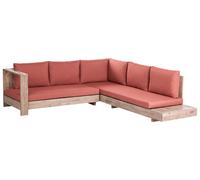 Garden Corner Sofa 5 Seater MARETTIMO Right Hand Red Certified Acacia Wood
