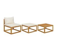 Garden Corner Sofa Set 3pc Solid Acacia Cream 70x70x60cm Weatherproof Cushioned