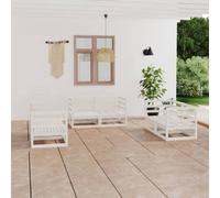 Garden Corner Sofa Set White Solid Pinewood 6pc 70x70x67cm Modular OutdoorReady