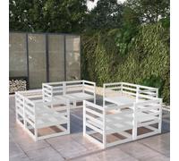 Garden Corner Sofa Set White Solid Pinewood 8pc 70x70x67 cm Modular Outdoor Mod