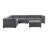 Beliani Garden Corner Sofa With Ottoman 7 Seater Arezzo Modular Grey Right Hand
