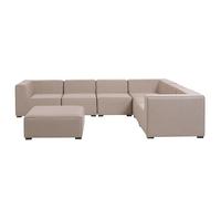 Garden Corner Sofa with Ottoman 7 Seater AREZZO Modular Left Hand Beige