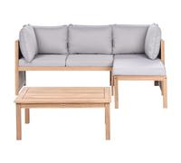 Garden Corner Sofa with Table 3 Seater ARABBA Certified Acacia Wood Left Hand Grey