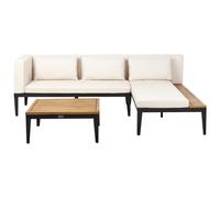 Garden Corner Sofa with Table 3 Seater BRACCIANO Left Hand Certified Acacia Wood Light Beige